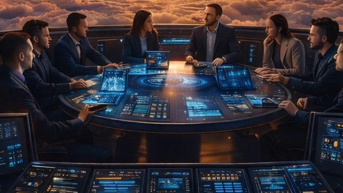 Leadership team aligned around an execution table with shared visibility into priorities and risk